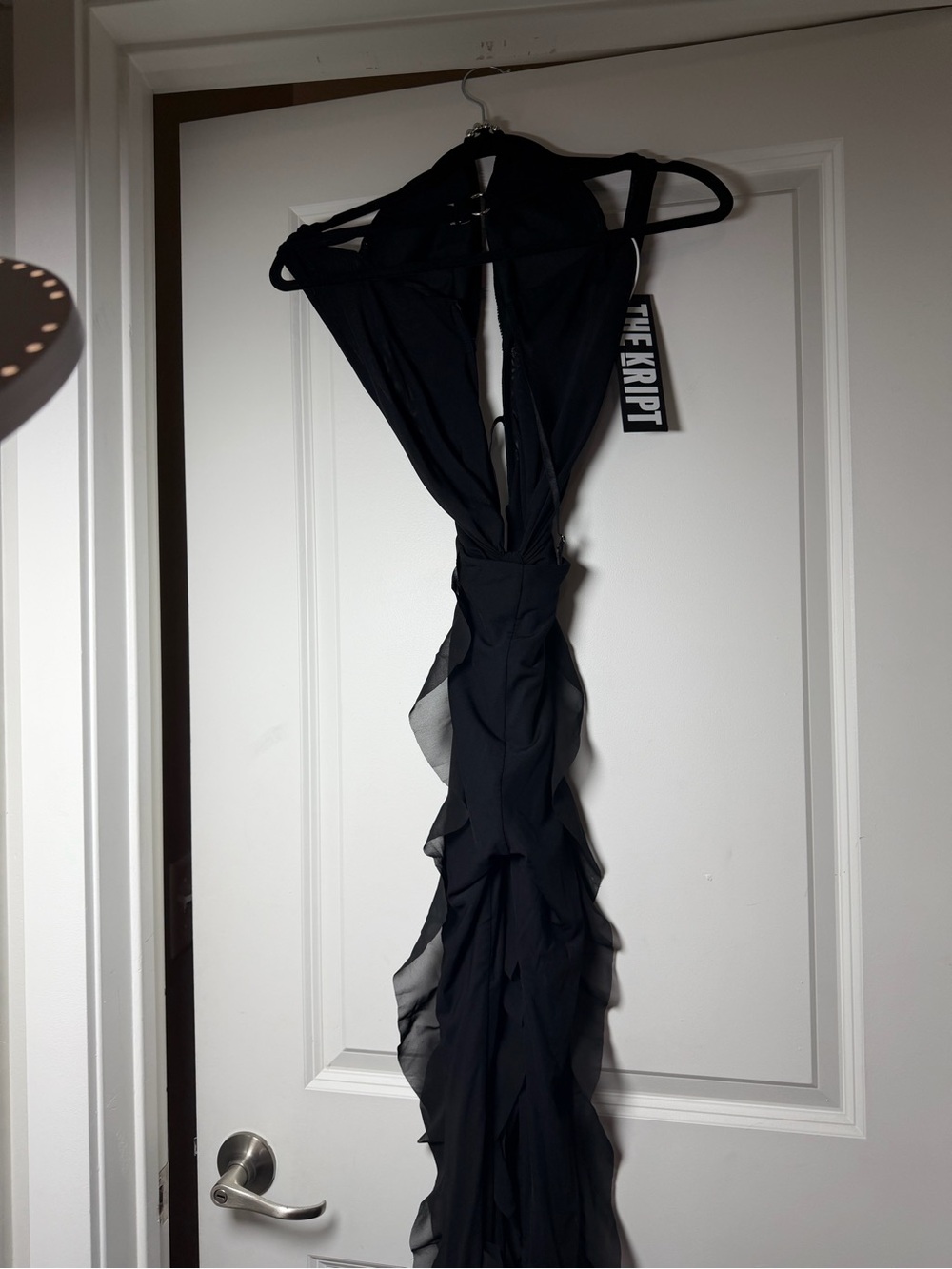 The Kript Black Ruffled Evening Jumpsuit
